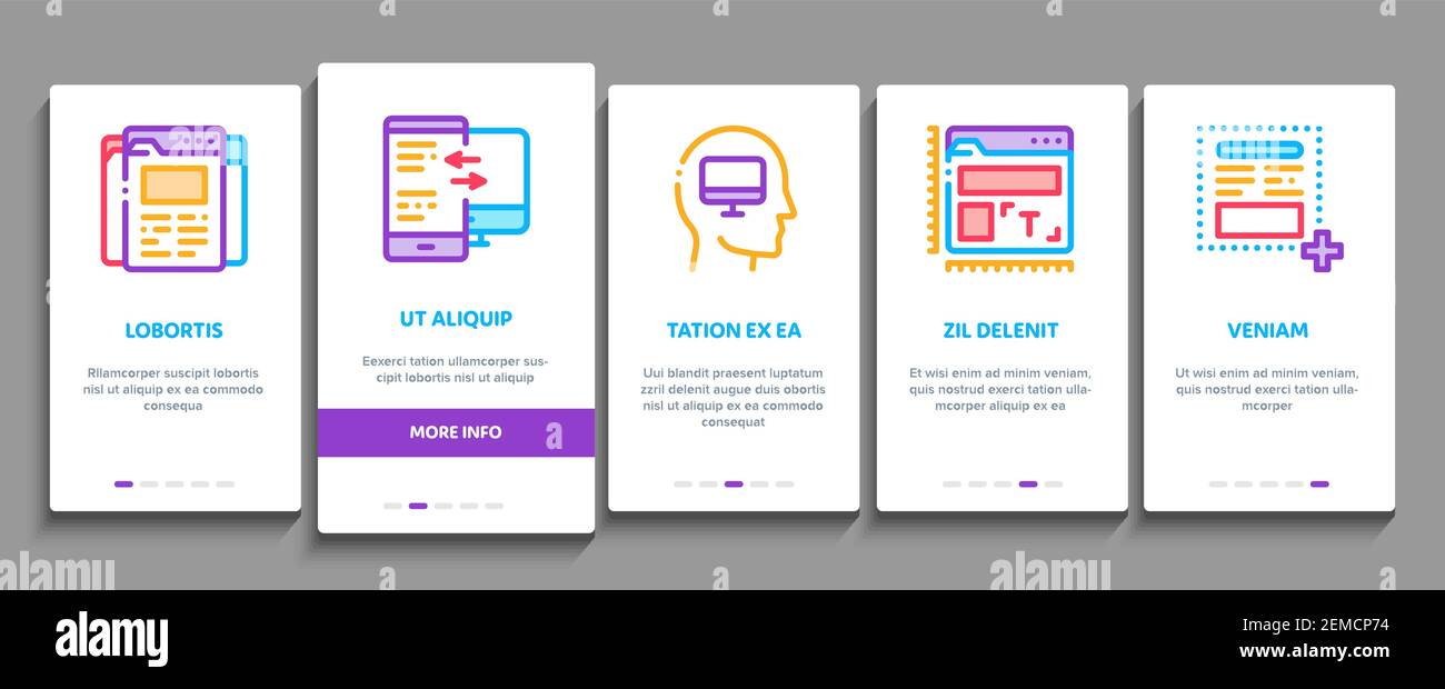 Web Design Development Onboarding Elements Icons Set Vector Stock ...