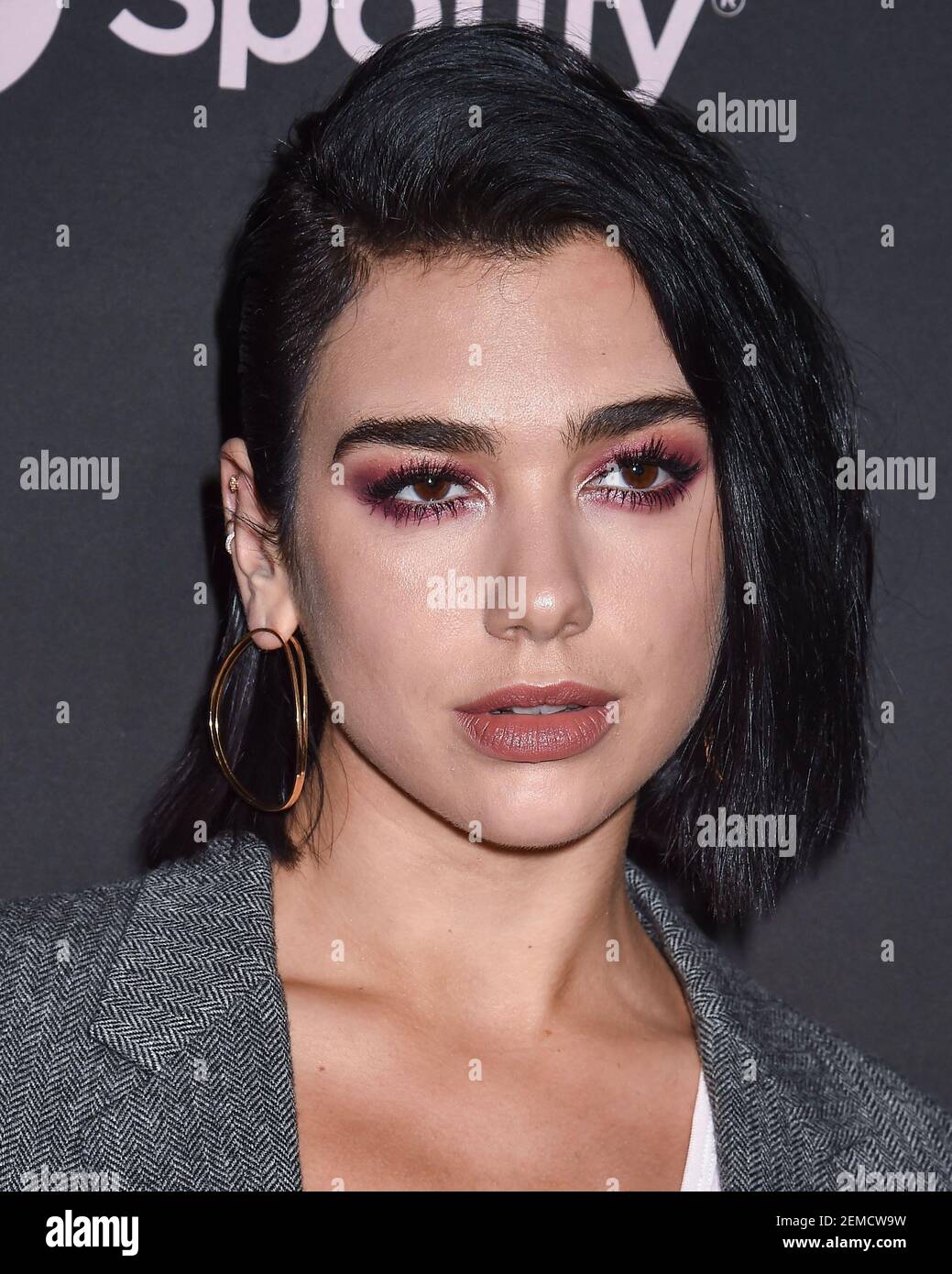 LOS ANGELES, CA, USA - FEBRUARY 07: Singer Dua Lipa wearing Calvin Klein  arrives at the Spotify Best New Artist Party 2019 held at the Hammer Museum  on February 7, 2019 in