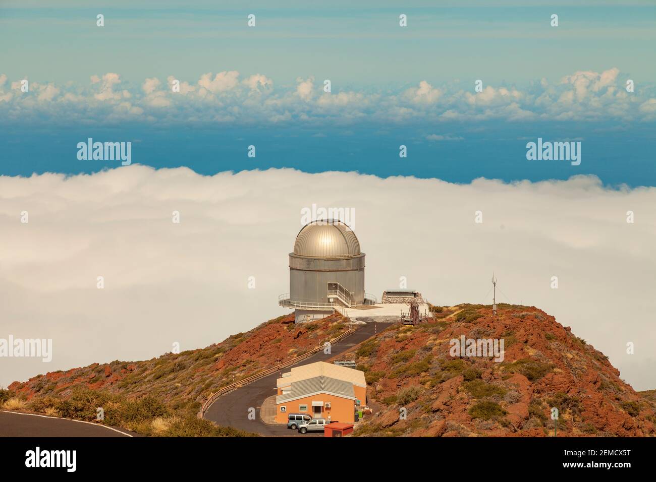 La Palma, Spain - November 1, 2016: Nordic Optical Telescope at the Roque de los Muchachos Observatory, ORM, astronomical observatory located in the m Stock Photo