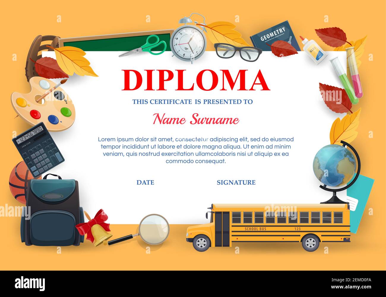 Diploma, school education certificate template, vector preschool and  kindergarten graduate award. Graduation diploma certificate for school  courses wi Stock Vector Image & Art - Alamy