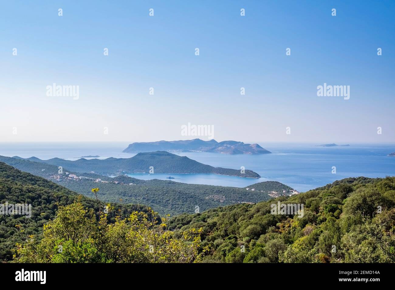 View of Mediterranean coast near Kas town, southern Turkey Stock Photo