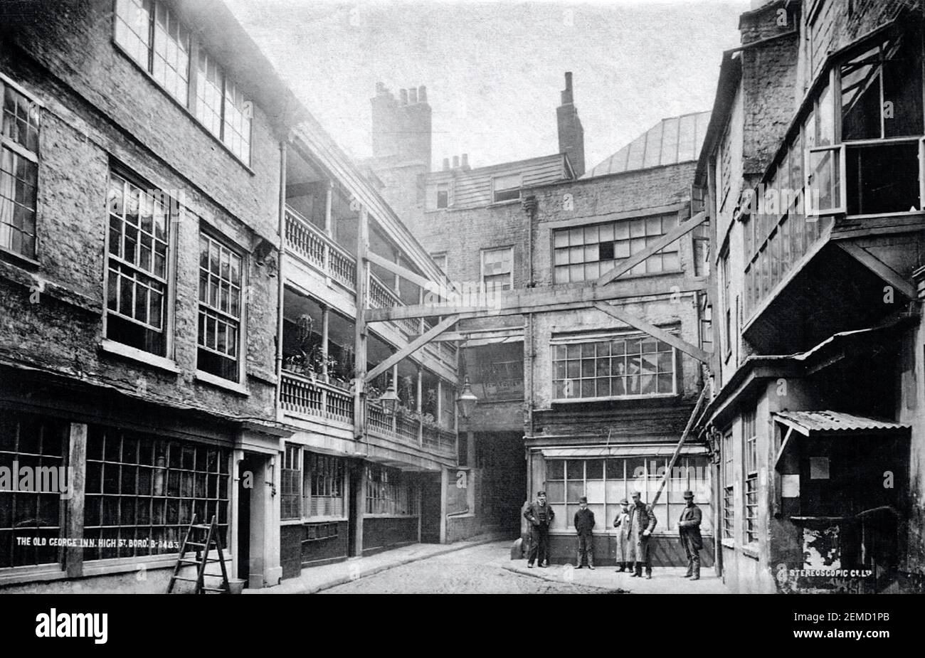 Vintage photograph of The George Inn, Southwark, London - 1889. Stock Photo