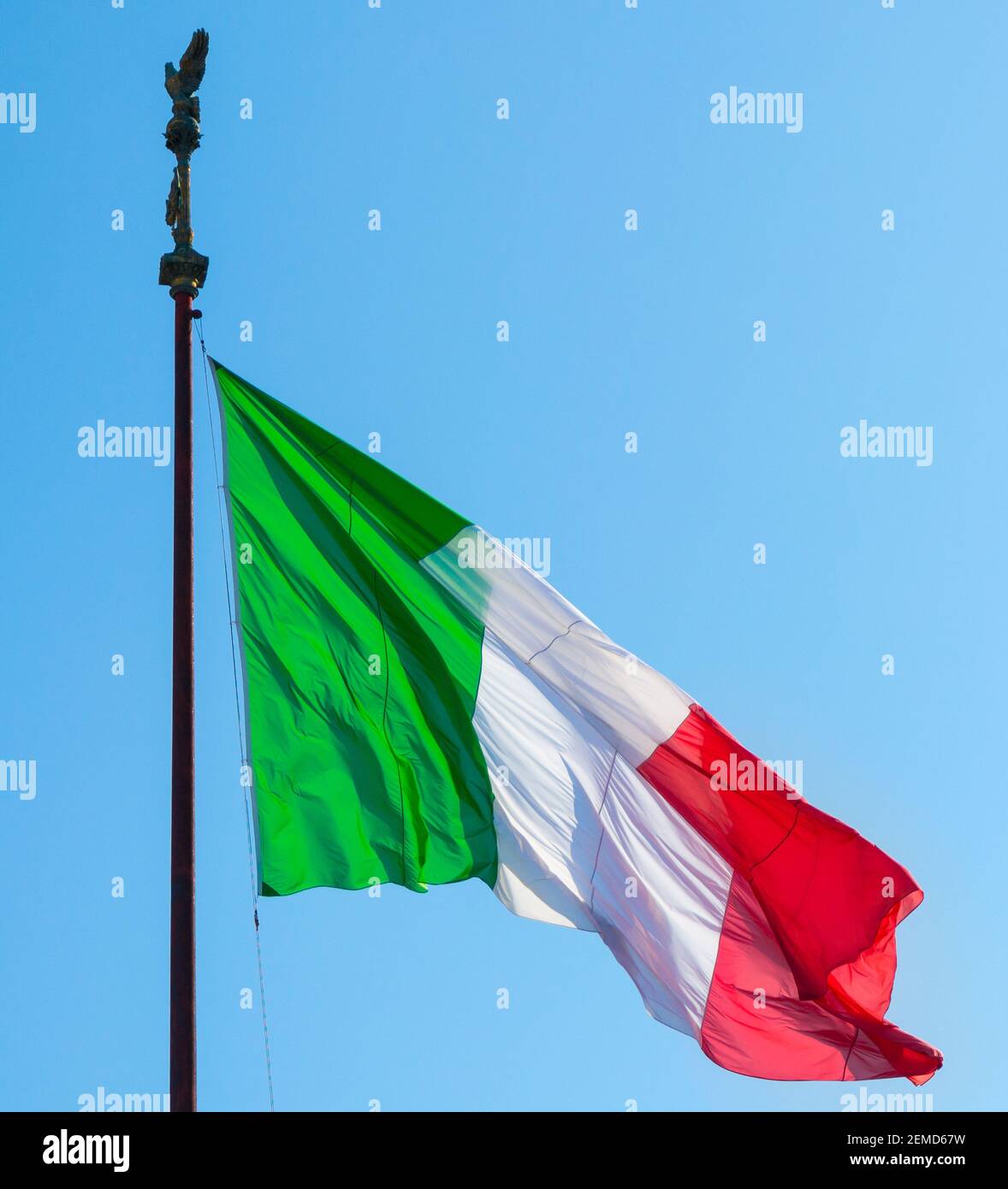 Rome, Italy - Oct 03, 2018: Real state flag of the Republic of Italy Stock Photo