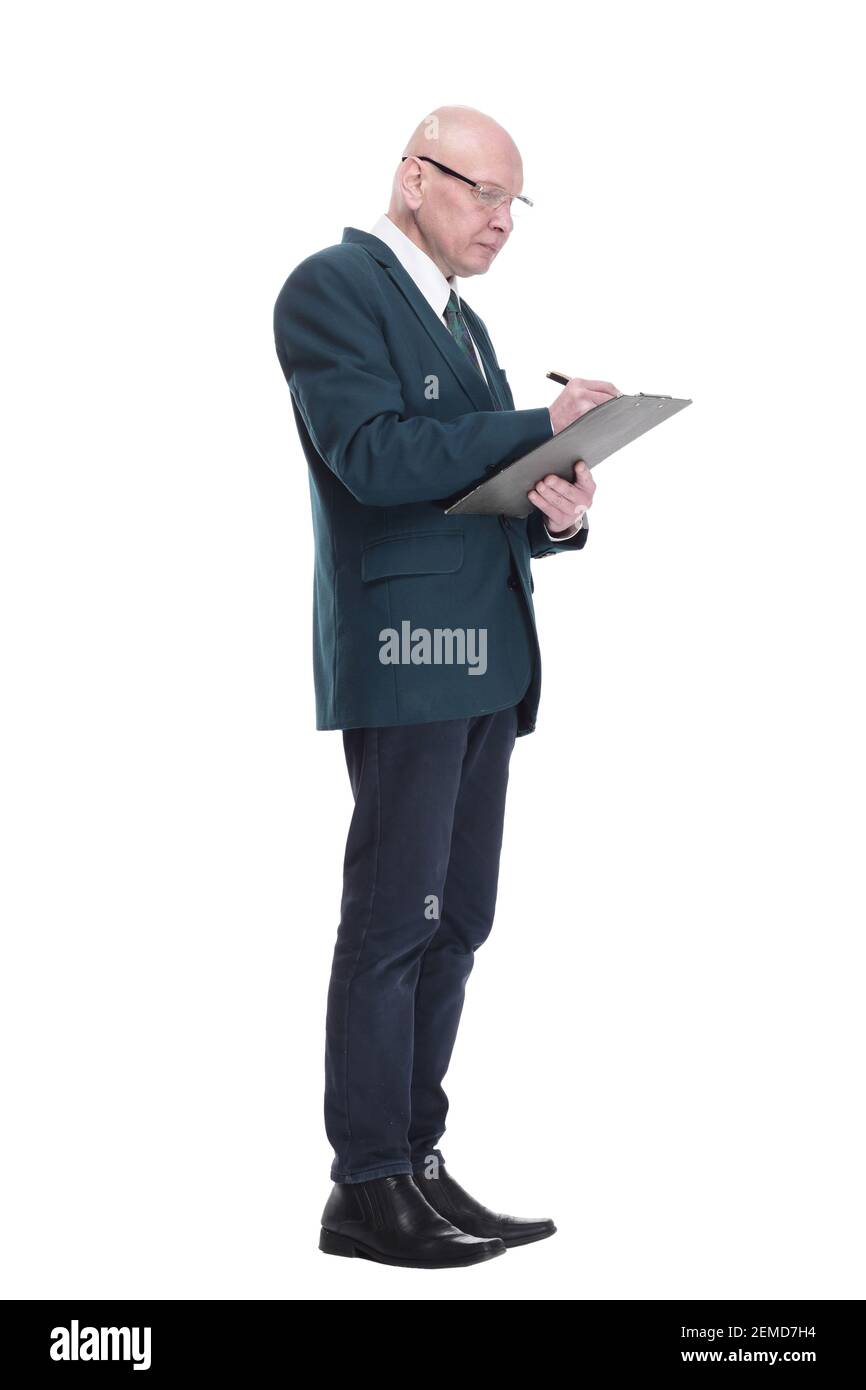 serious business man writing something in the clipboard Stock Photo - Alamy