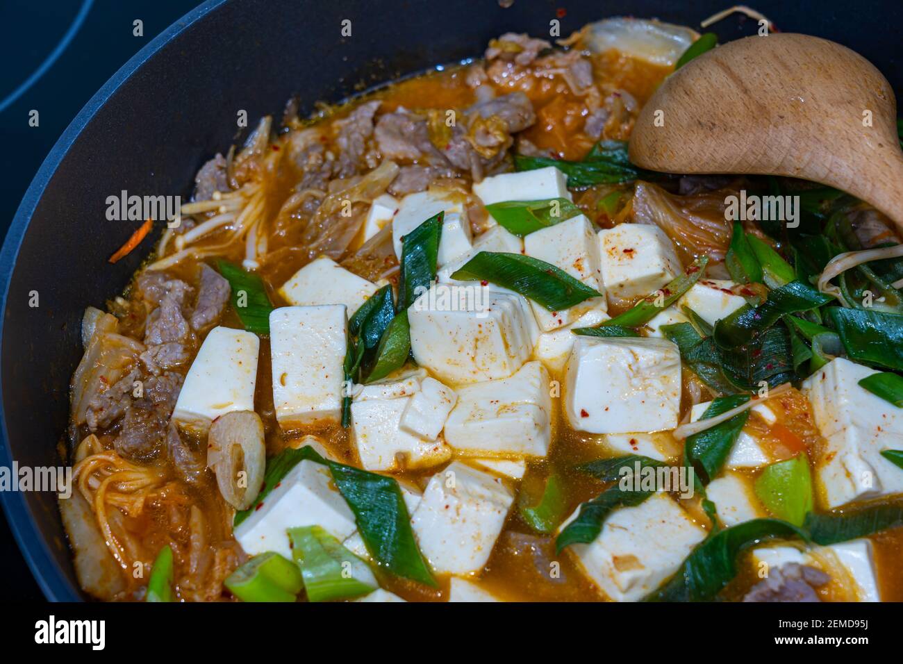 Homecooked Korean kimchi jjigae soup and tofu Stock Photo Alamy