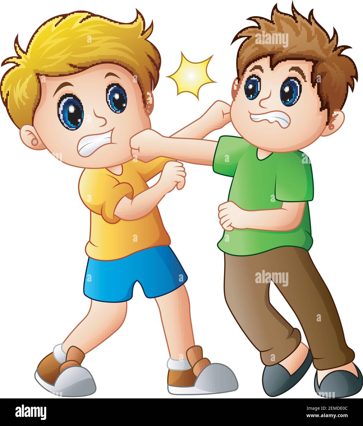 Cartoon illustration two boys fighting hi-res stock photography and images  - Alamy