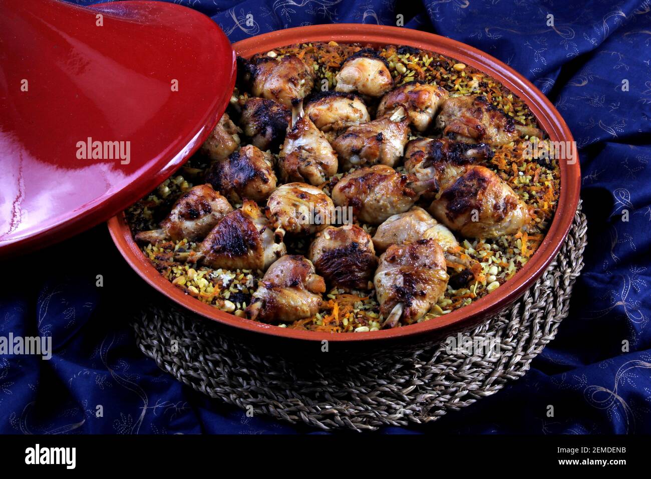 Traditional Tajine Berber Dish Made with Chicken Legs, couscous or rice