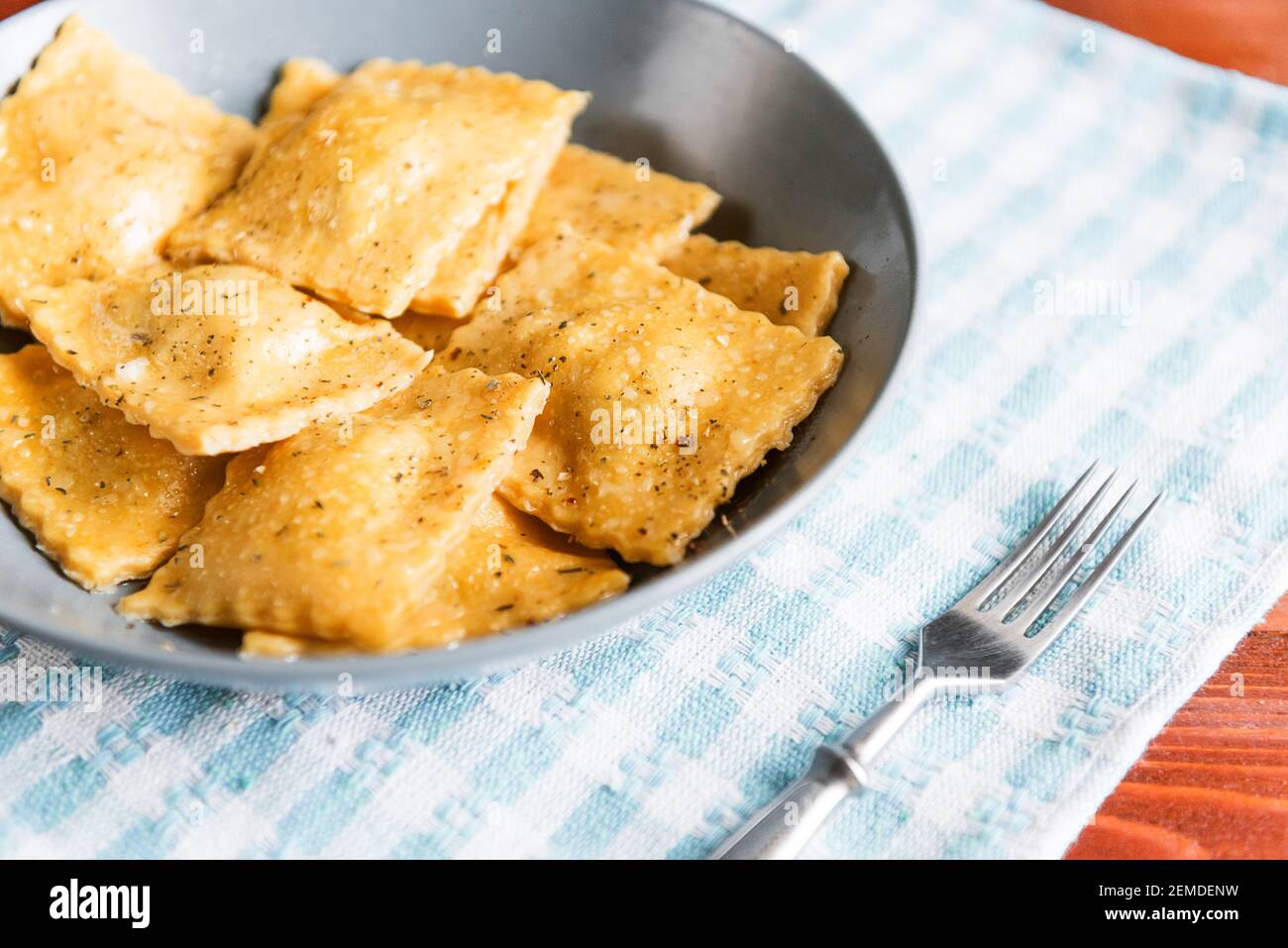 Plate with authentic ravioli Stock Photo - Alamy