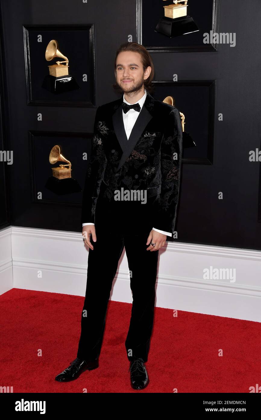 Zedd arrives at the 61st Annual Grammy Awards red carpet at the Staples Center in Los Angeles California on February 10 2019. Photo by Sthanlee Mirador Sipa USA Stock Photo Alamy