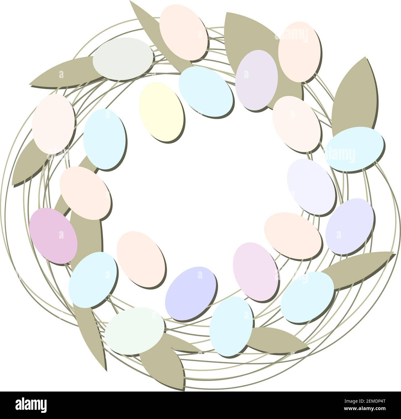 Delicate pastel Easter wreath .Vector illustration. Stock Vector