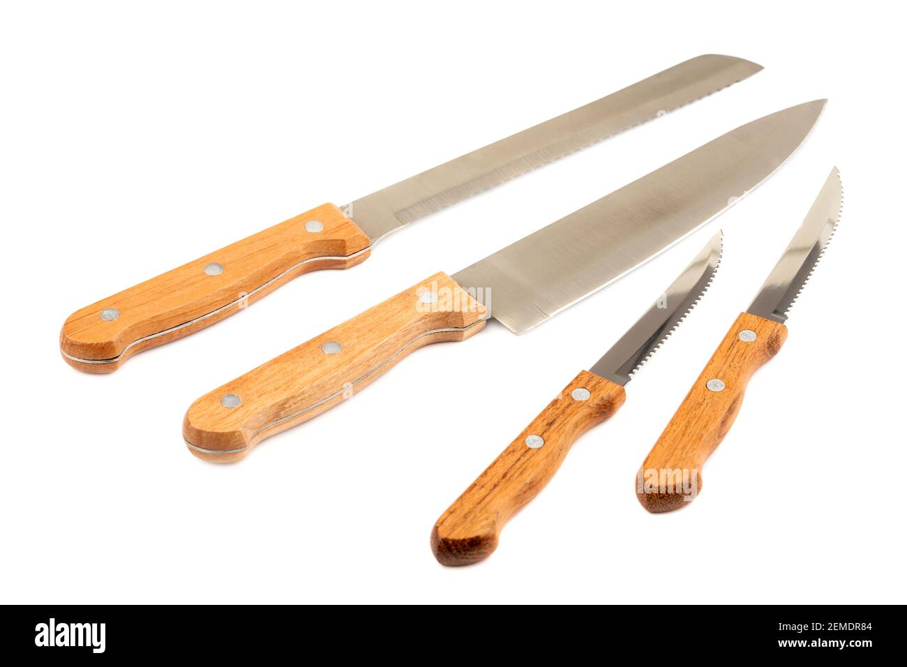 Four kitchen knives isolated on white background Stock Photo Alamy