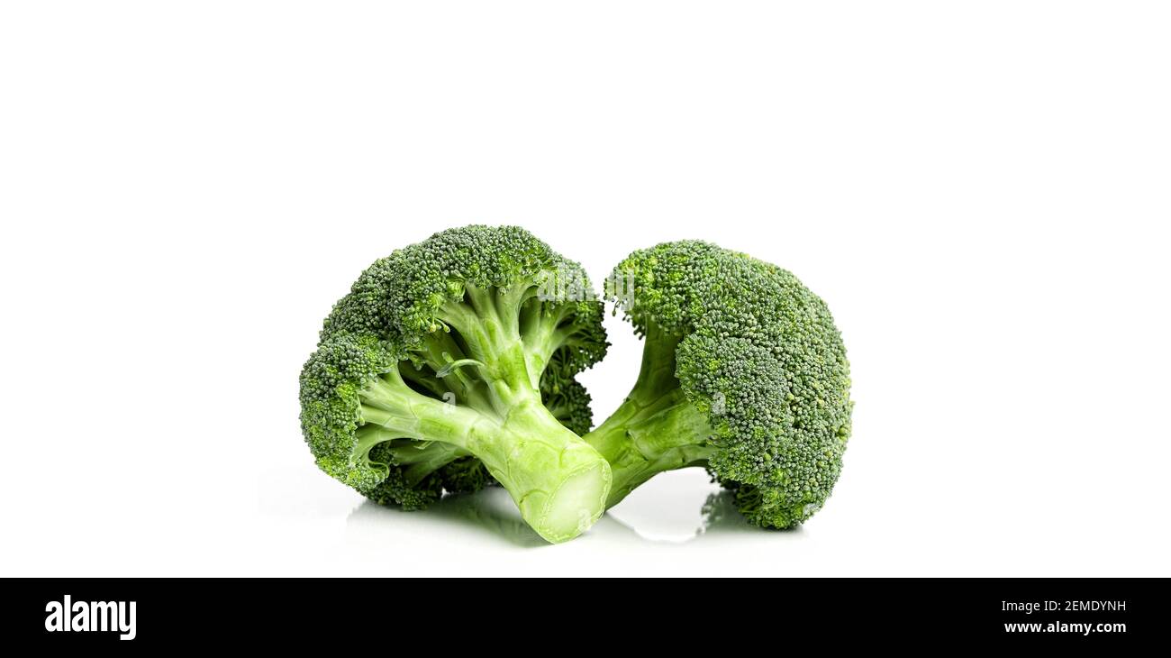 fresh eco-friendly broccoli on white background Stock Photo