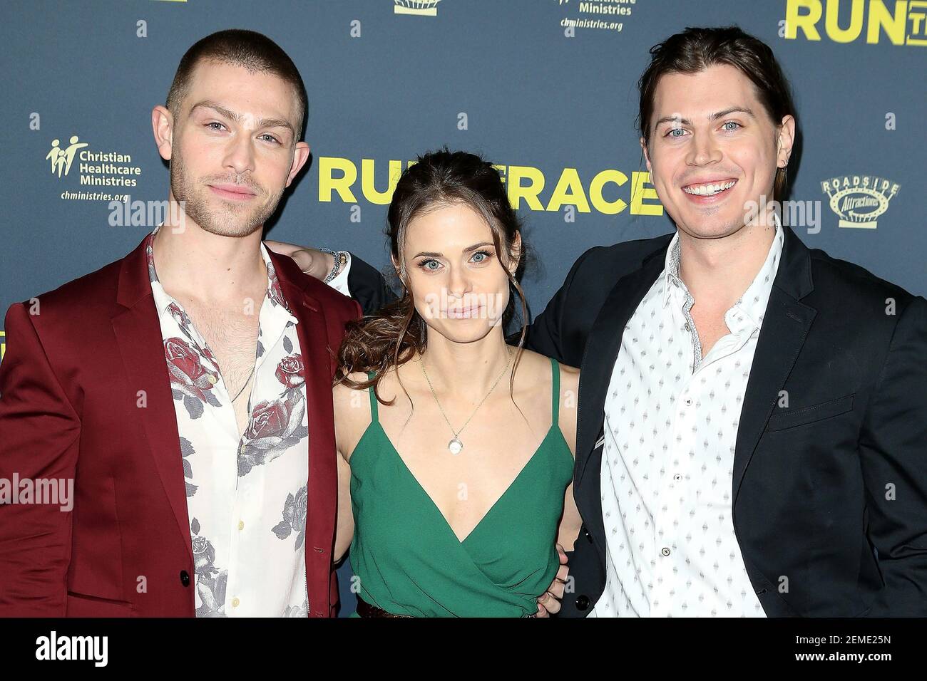 Evan Hofer Kelsey Reinhardt Tanner Stine attend the Premiere Of Roadside Attractions Run The Race held at the Egyptian Theatre on February 11 2019 in Los Angeles California United States. Photo by