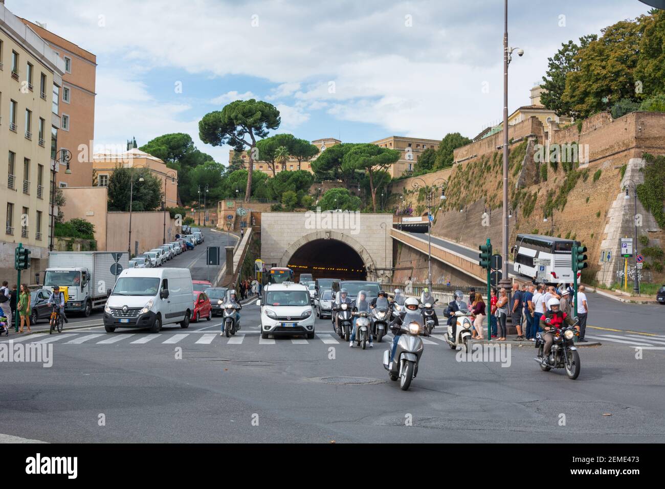 Rome, Italy - Oct 05, 2018: Underground tunnel for transport under the Pontificia Università Urbaniana in Rome Stock Photo