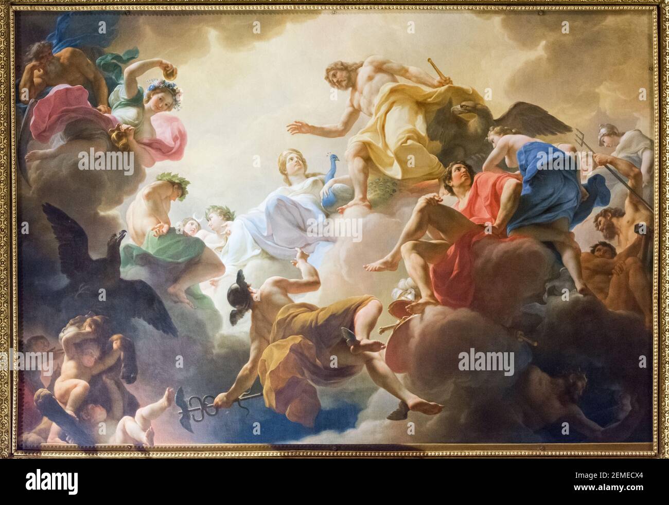 Rome, Italy - Oct 05, 2018: Painting on the ceiling of the Borghese Gallery, Rome Stock Photo