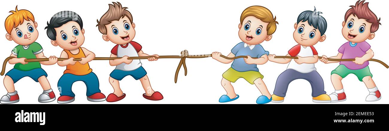 Group of children playing tug of war Stock Vector Images - Alamy