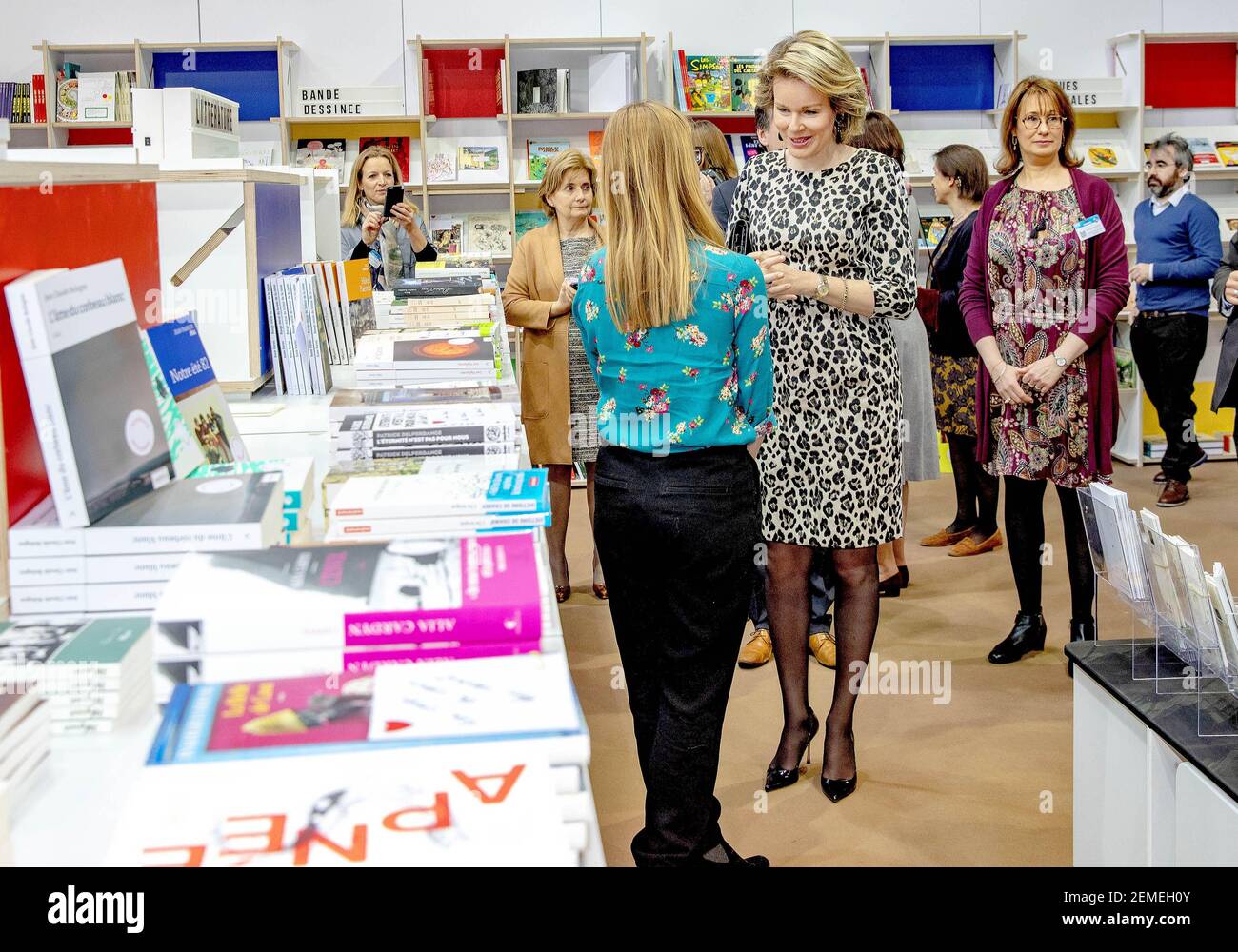 14-02-2019 Belgium Queen Mathilde visiting Flirt Flamand and the Palais des  Imaginaires on the 50th edition of the Brussels bookfair, Foire du Livre,  in Brussels. ( PPE/Nieboer /Sipa USA Stock Photo - Alamy