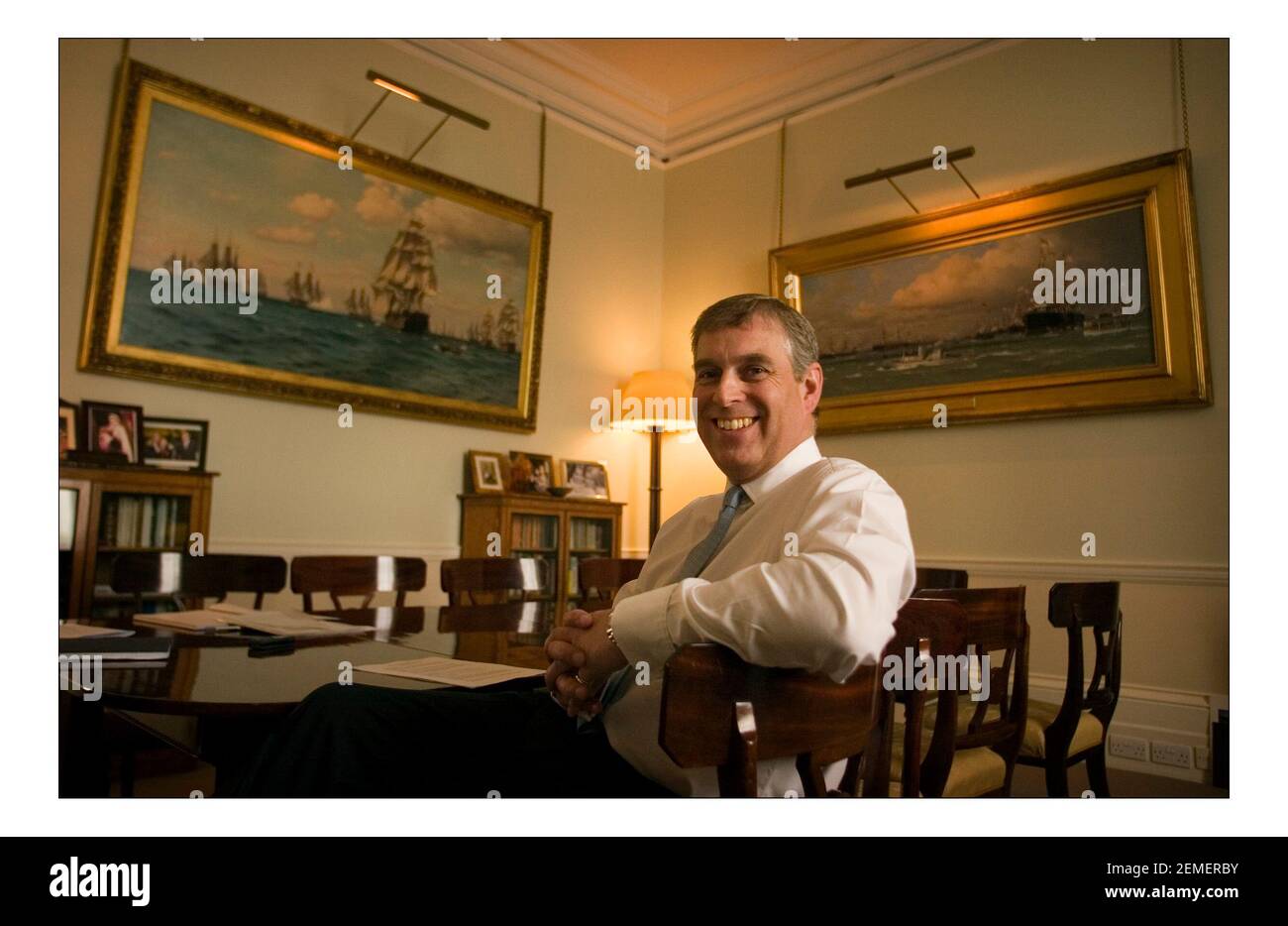 Prince Andrew, Duke of York in his office in Buckingham Palace.pic David Sandison 24 April 2007 Stock Photo