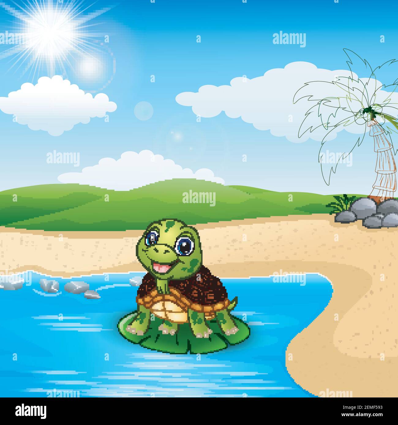Turtle on beach Stock Vector Images - Alamy