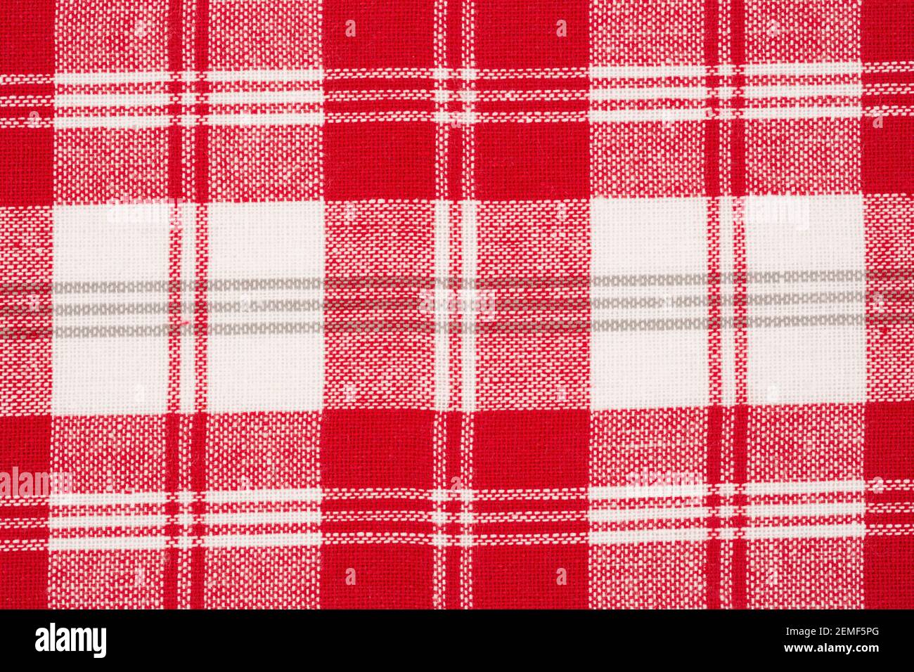 Red and white kitchen towel texture as a background, horizontal picture