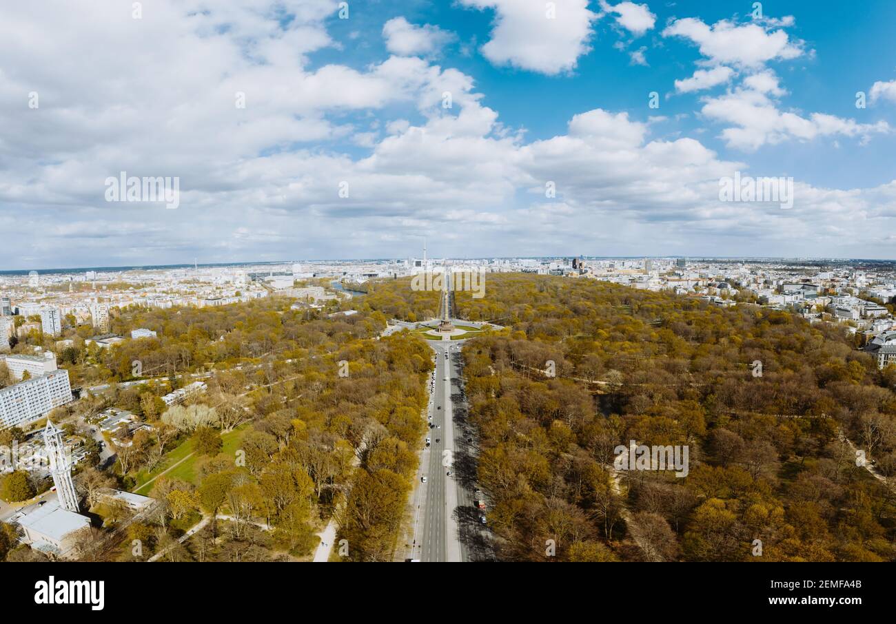 Aerial View of Berlin on cloudy autumn day Stock Photo