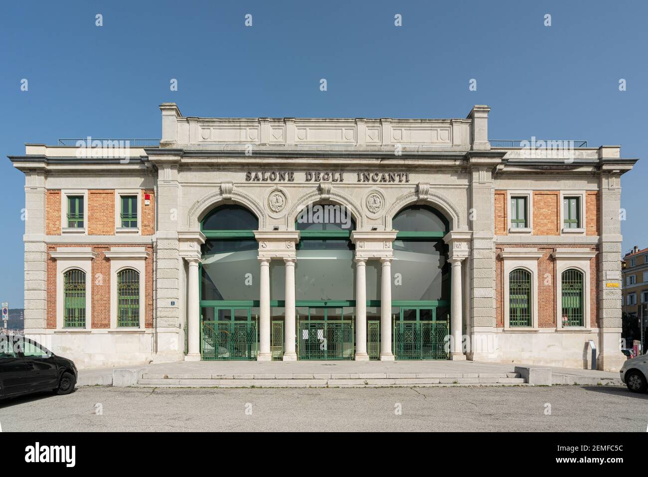 Trieste, Italy. 24 February 2021. view of the facade of the Salone degli Incanti in the city center Stock Photo