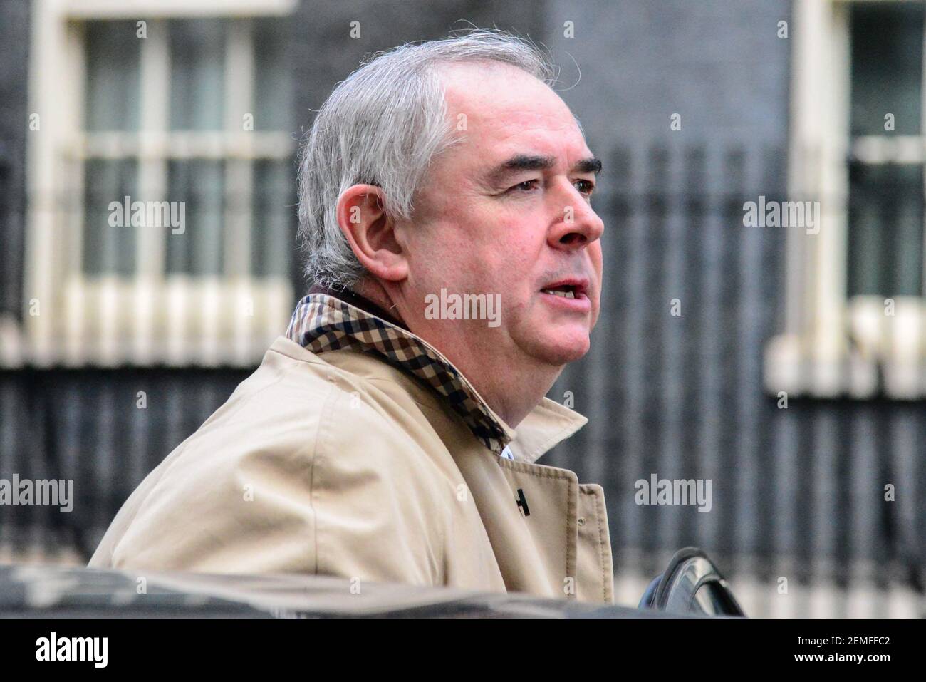 Geoffrey Cox QC MP, Attorney General leaves Downing Street in London, UK on February 19, 2019 after a weekly Cabinet meeting. (Photo by Claire Doherty/Sipa USA) Stock Photo
