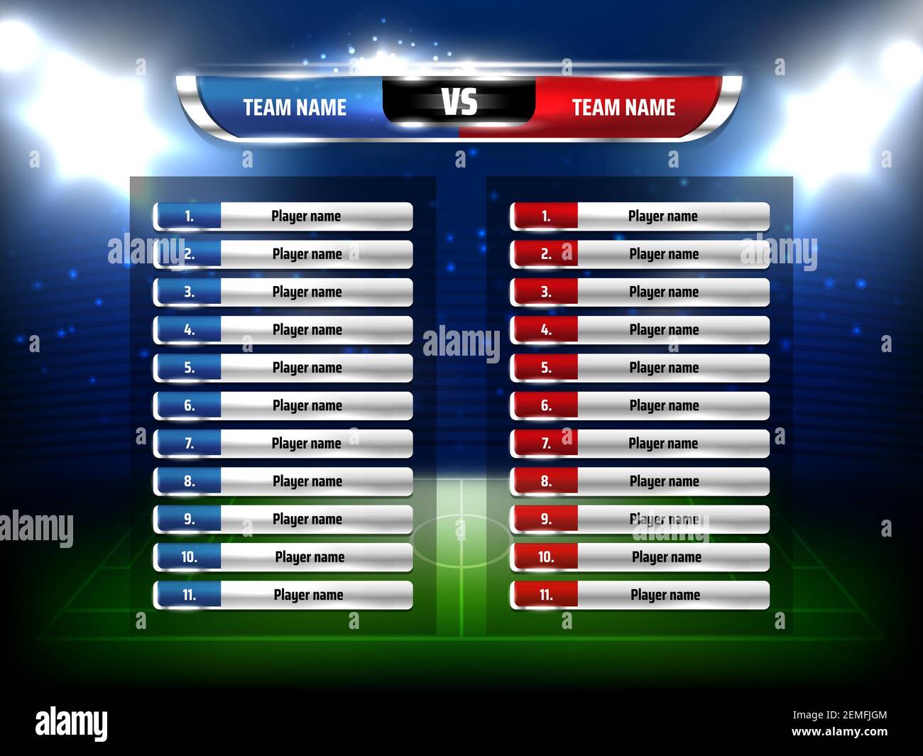 Soccer football game scoreboard realistic template. Football league