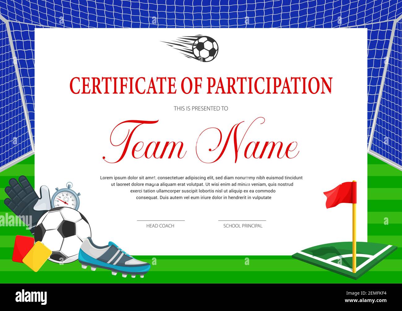Certificate for soccer tournament participation. Football club Throughout Soccer Certificate Templates For Word
