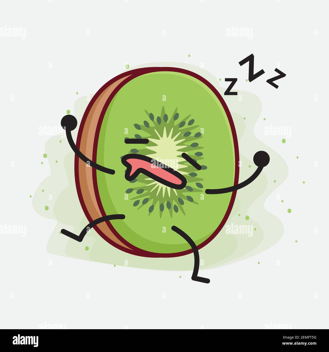 Vector Illustration of Kiwi Fruit Character with cute face, simple ...