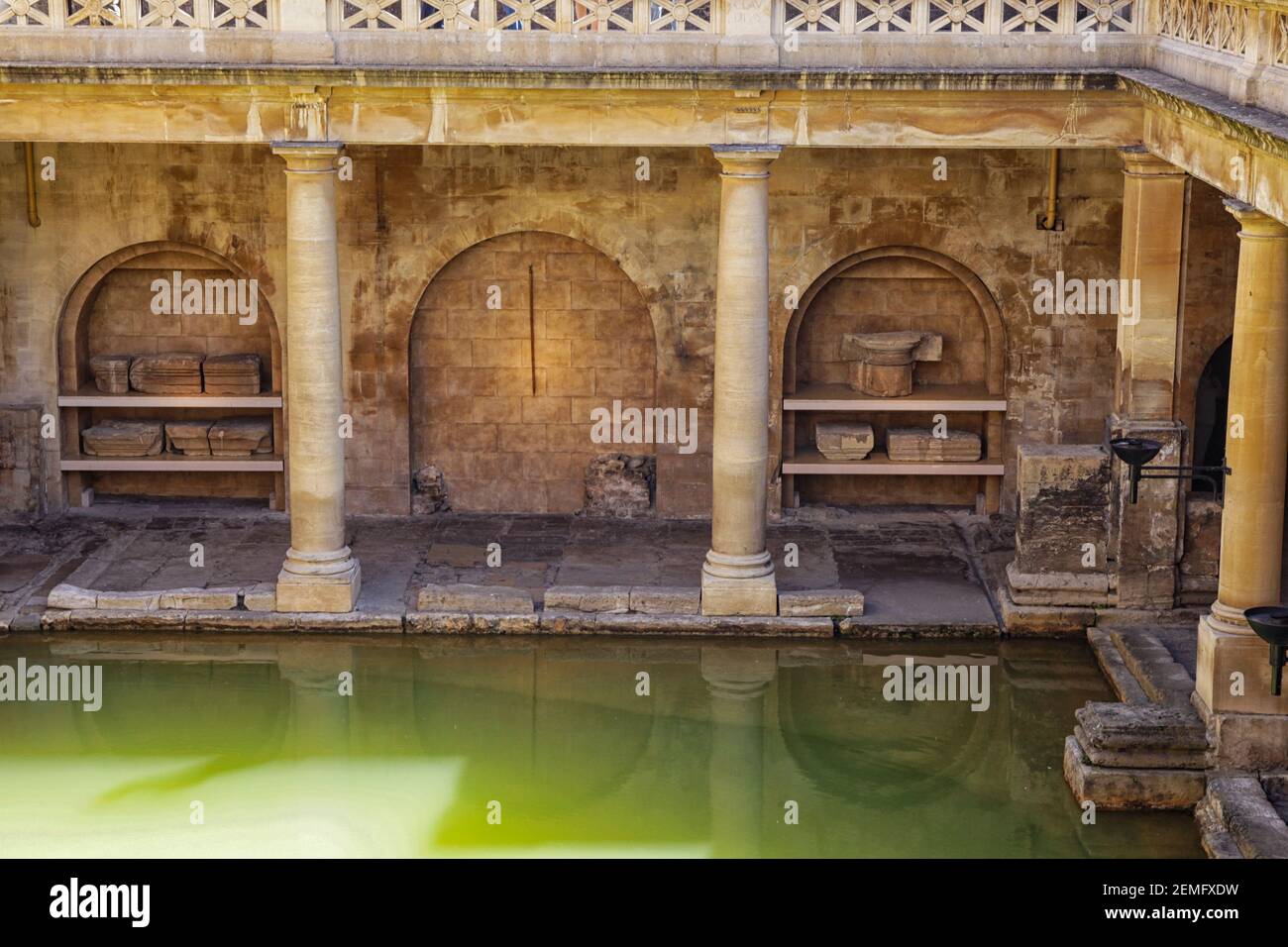 Great Bath in the Roman Baths in Bath, England Stock Photo
