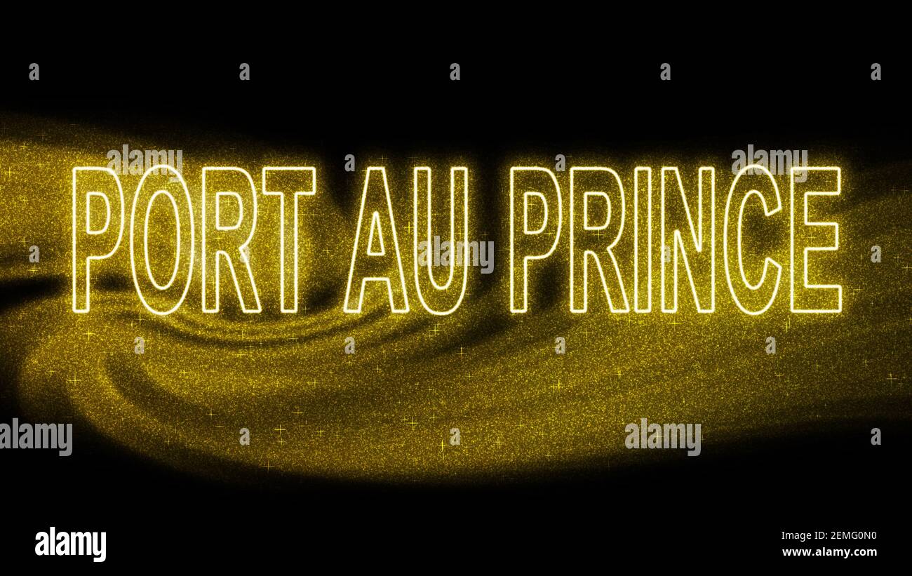 Port au prince Gold glitter lettering, Port au prince Tourism and