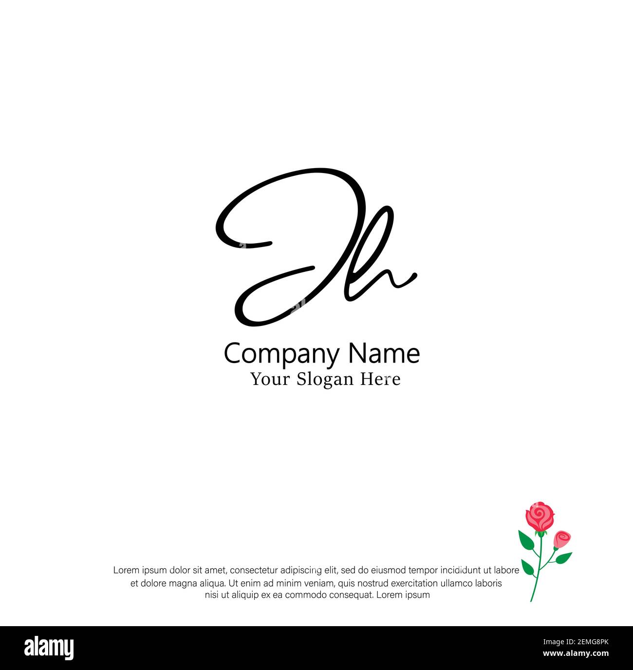 J H J H Initial letter handwriting and signature logo. Beauty vector initial logo .Fashion, boutique, floral and botanical Stock Vector