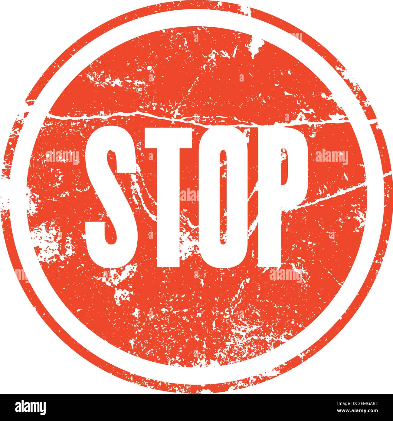 Red rubber stamp with the word stop in grunge style. Road signs vector illustration. Stock Vector
