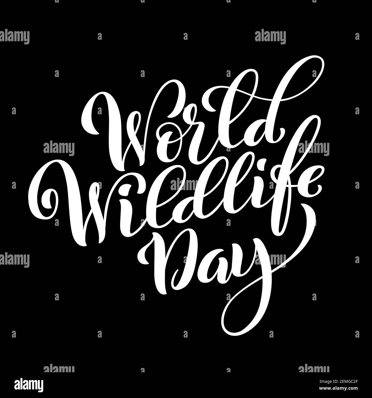 World wildlife day. March 3. Template for poster with handdrawn lettering. Vector illustration. Stock Vector