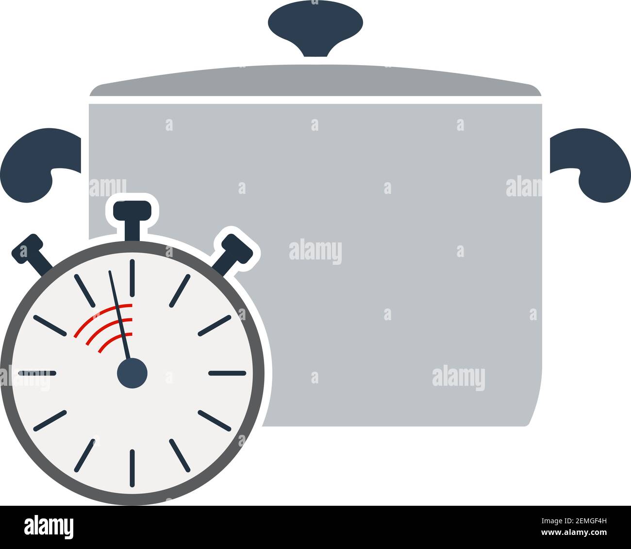 Pan With Stopwatch Icon. Flat Color Design. Vector Illustration. Stock Vector