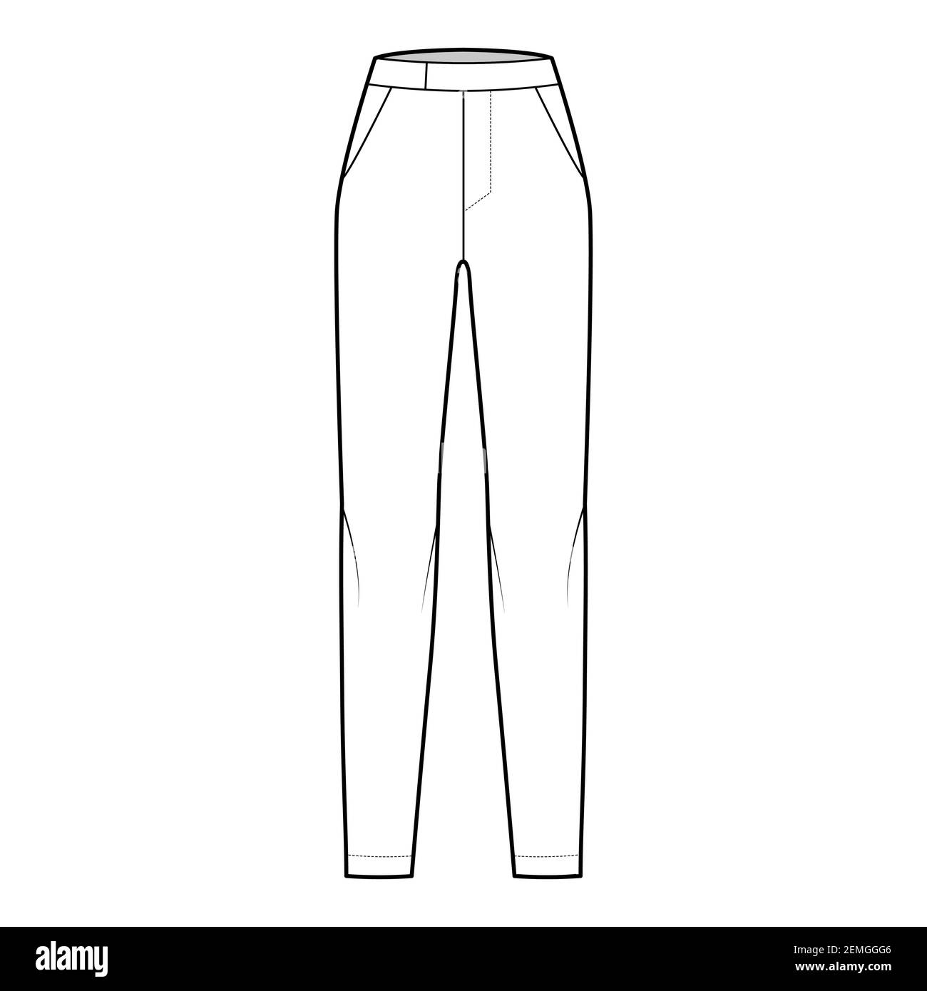 Pants fashion flat sketch template2 Royalty Free Vector