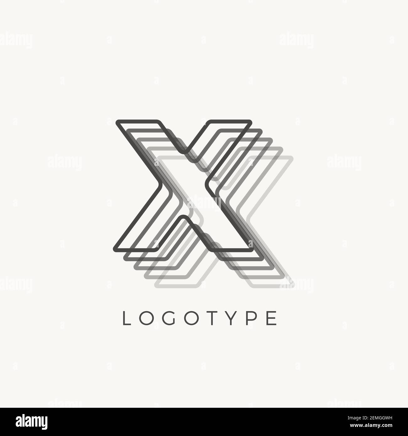 Letter x logo monogram 3d effect paper stripes Vector Image