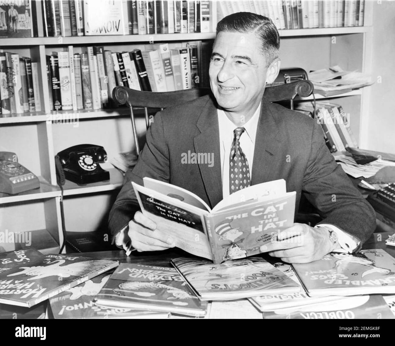THEODOR SEUSS GEISEL - aka Dr. Seuss - (1904-1991) American children's author and illustrator in 1957 Stock Photo