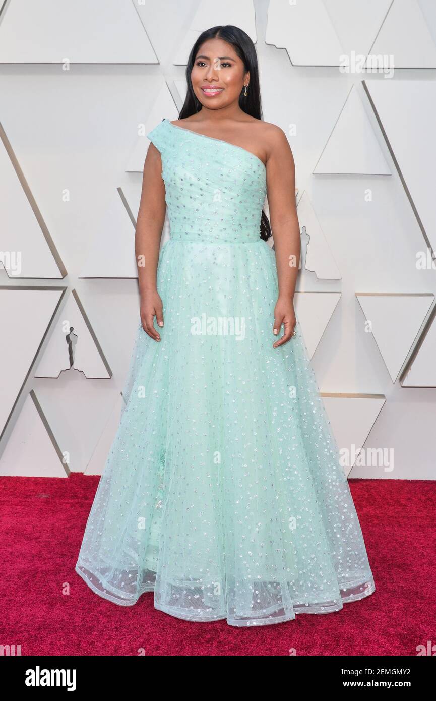 Yalitza Aparicio walking on the 2019 Oscars red carpet at the 91st