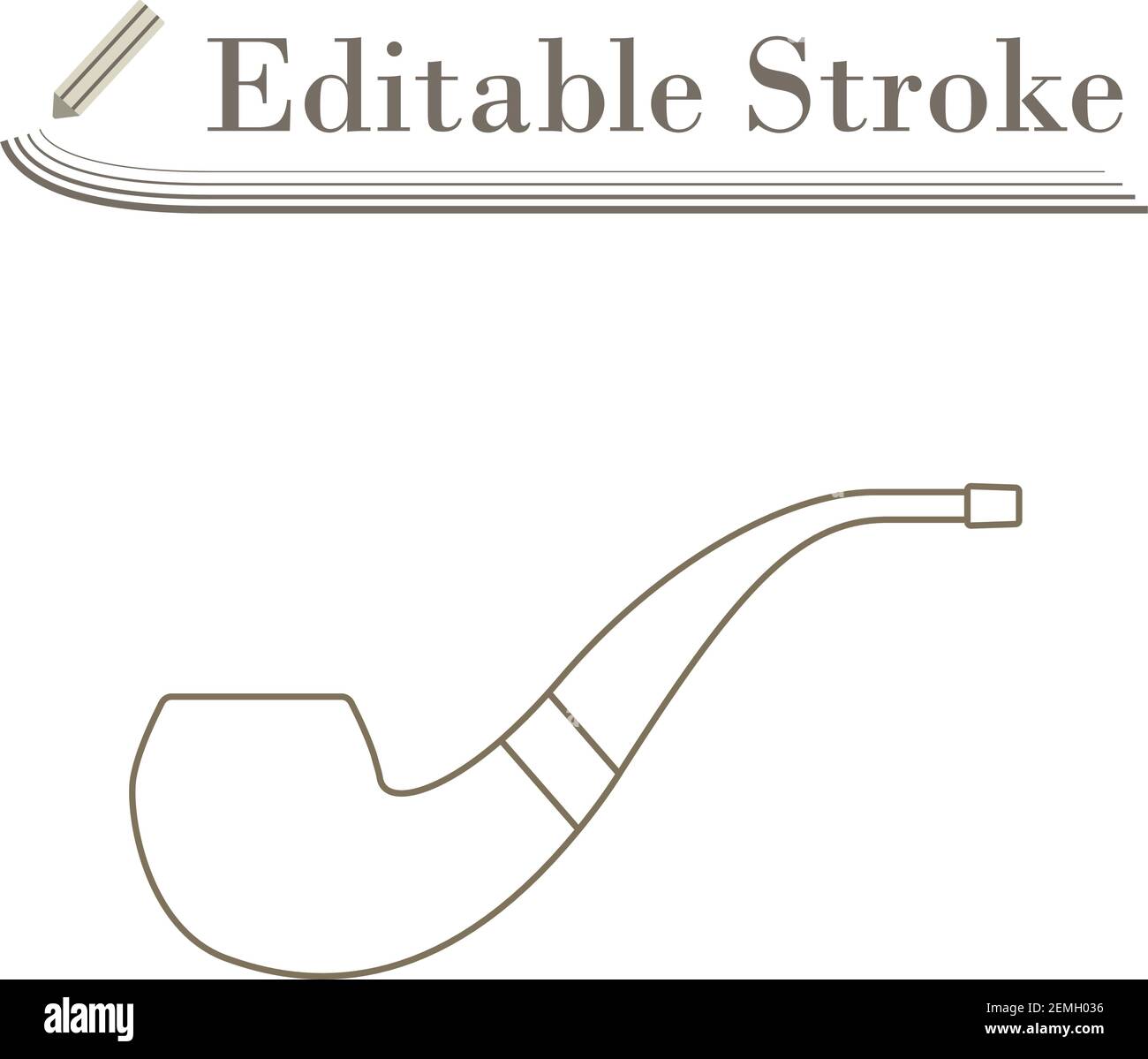 Smoking Pipe Icon. Editable Stroke Simple Design. Vector Illustration. Stock Vector