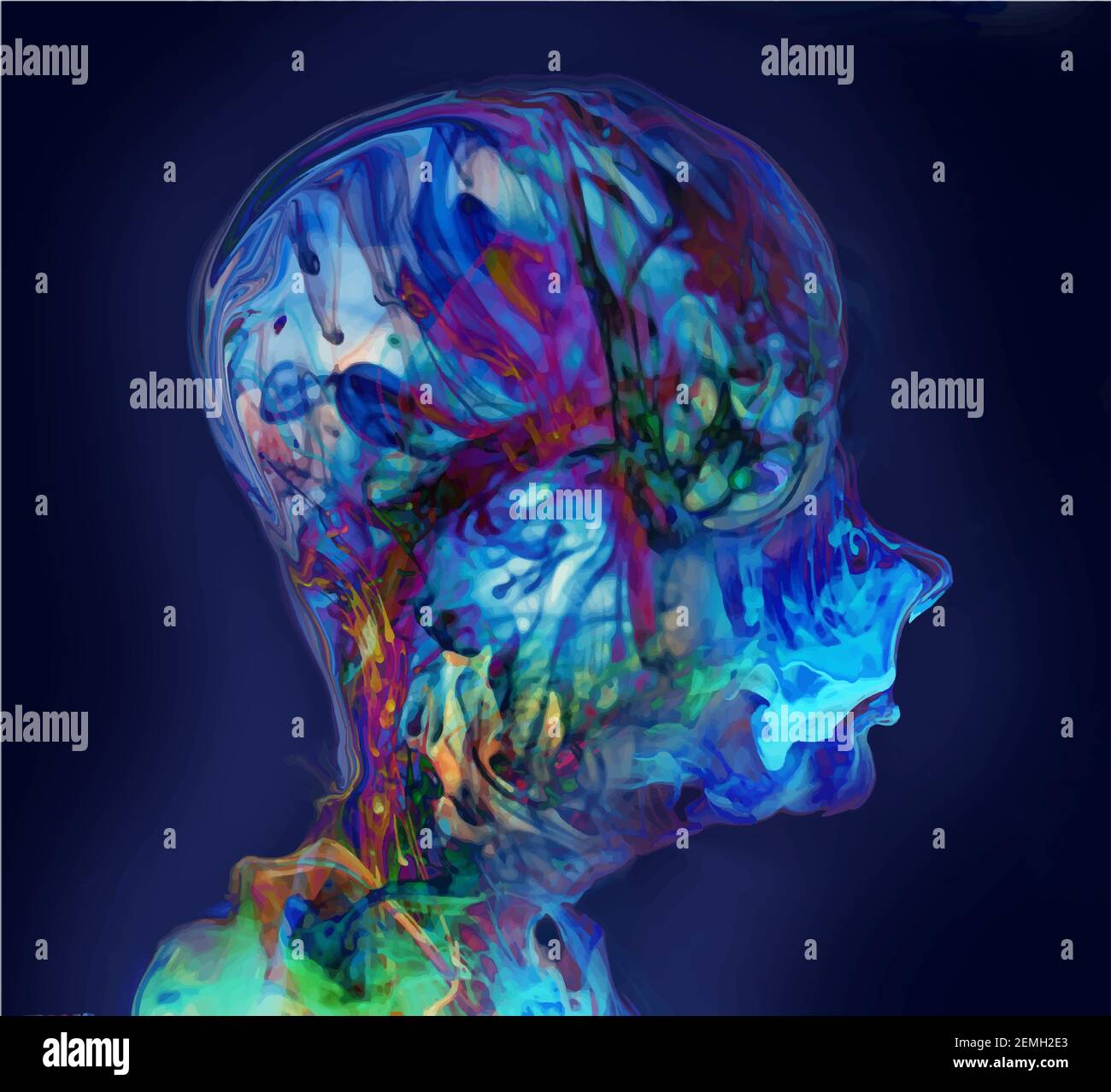 Alien head, vector abstract illustration, robot Stock Vector