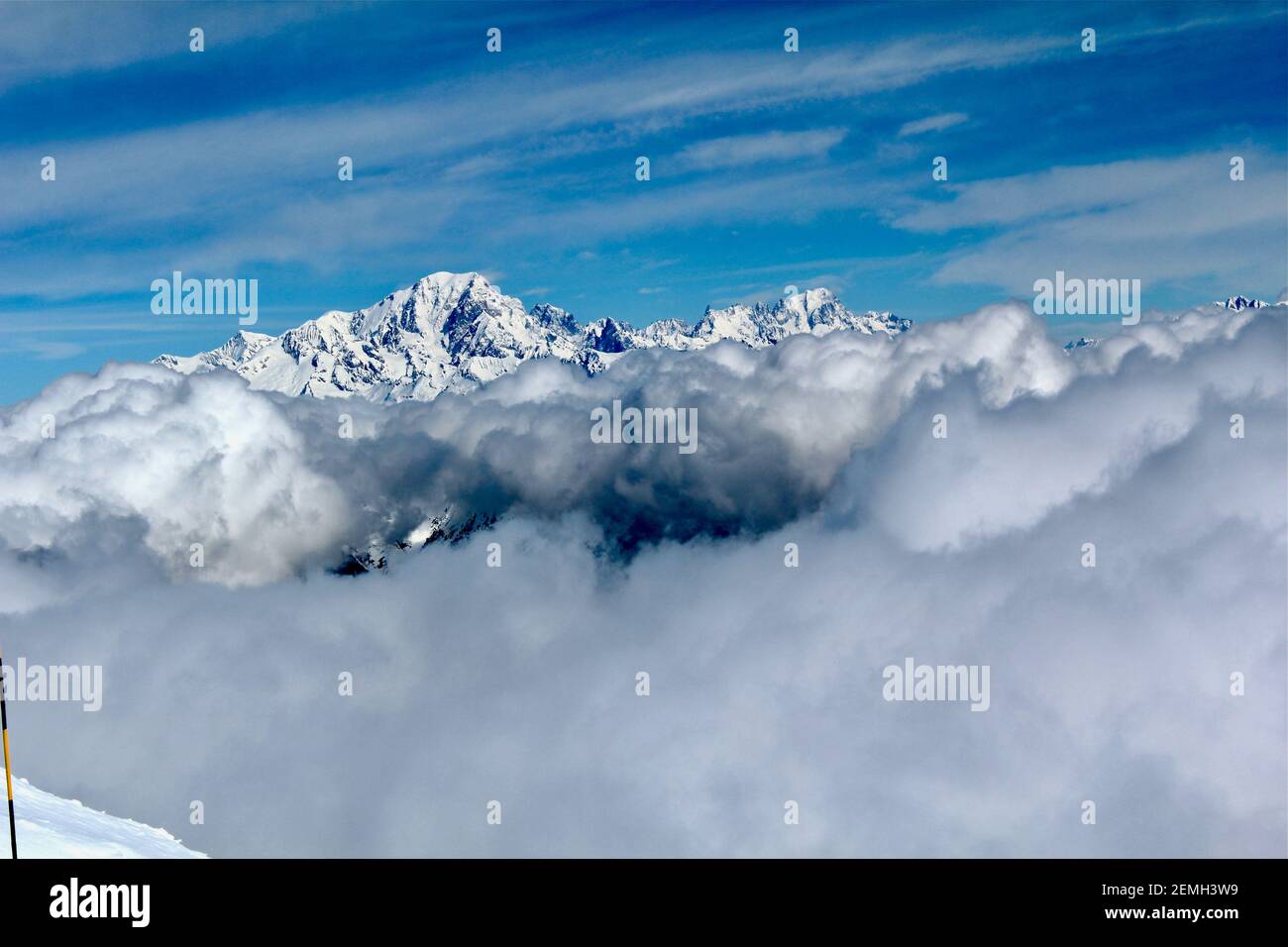 France, French Alps, Tarentaise Valley, Savoie, March 10, 2017, Mont blanc is the highest