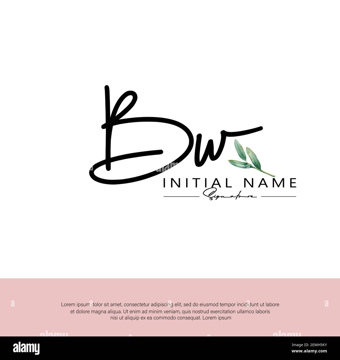 B W BW Initial letter handwriting and signature logo. Beauty vector initial logo .Fashion, boutique, floral and botanical Stock Vector