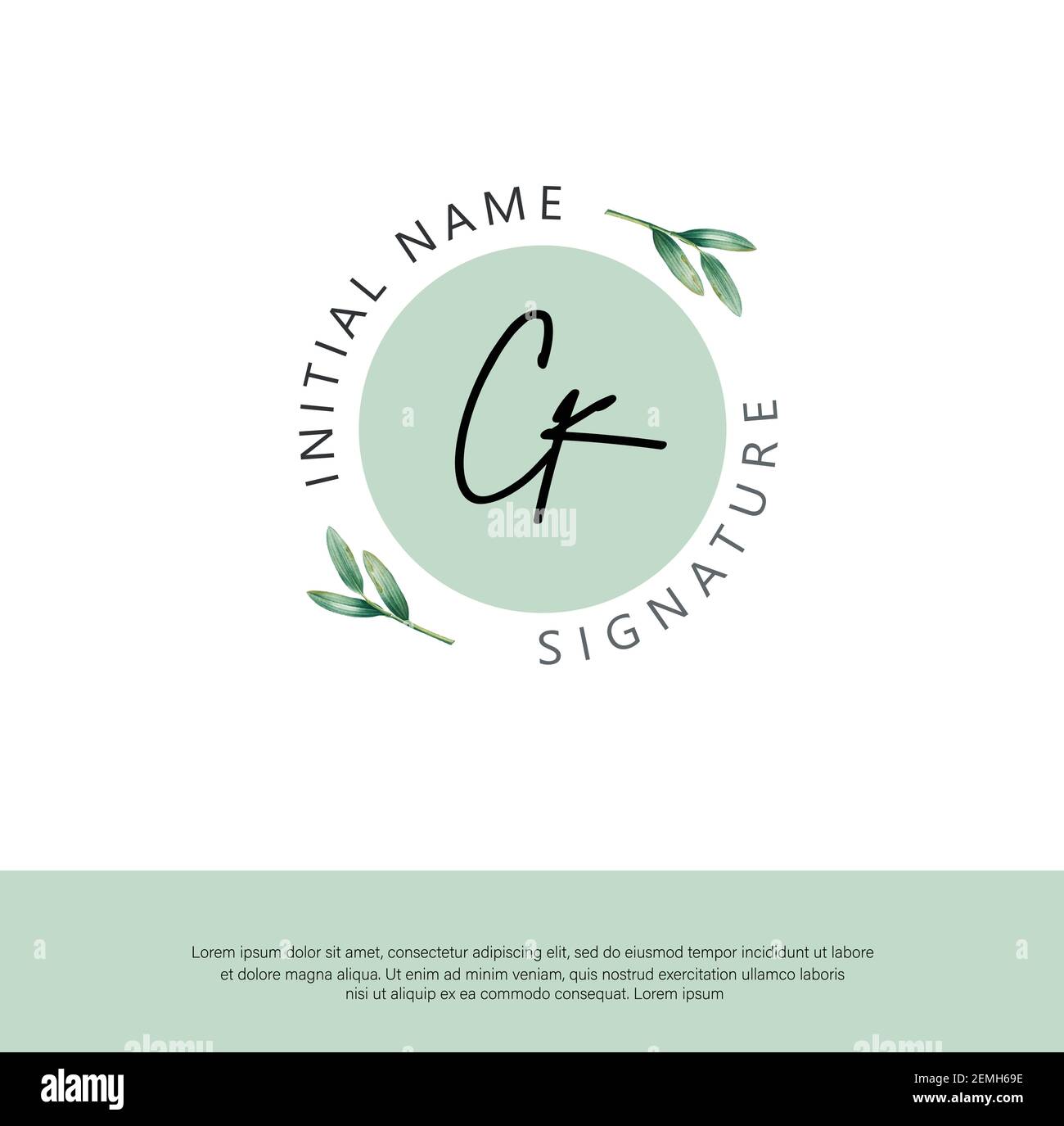 C K CK Initial letter handwriting and signature logo. Beauty vector initial logo .Fashion, boutique, floral and botanical Stock Vector