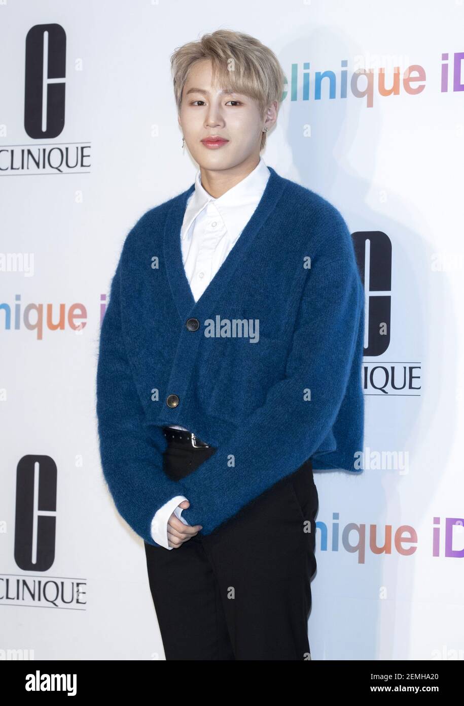 26 February 2019 - Seoul, South Korea : South Korean singer Ha Sung-woon,  former member of boys band Wanna One, attends photo call for the skin care  and makeup brand Clinique id