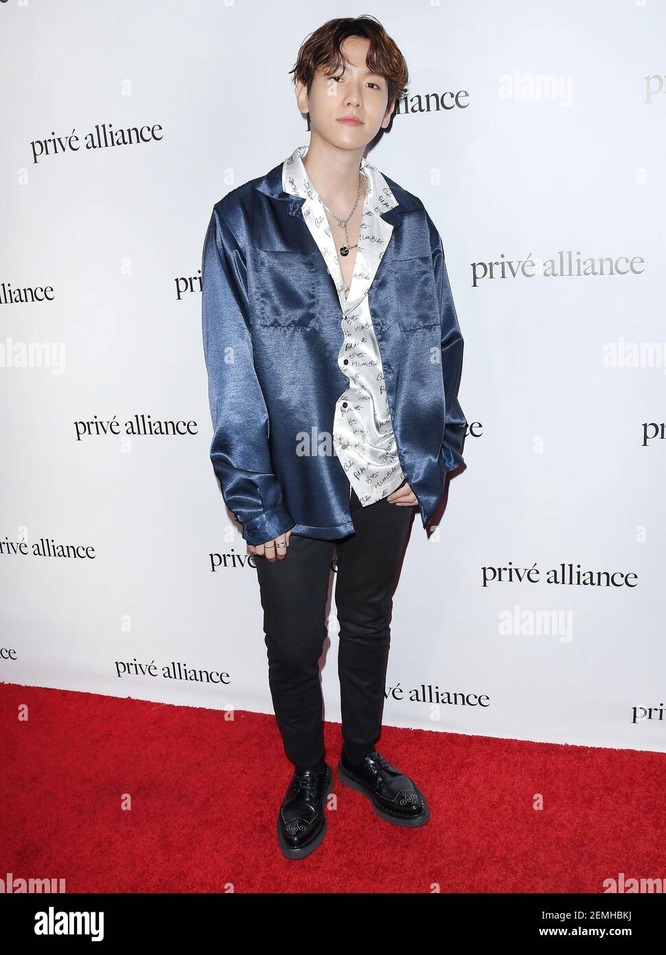 K-Pop Star Baekhyun of EXO arrives at Prive? Alliance Ready-To-Wear Fashion Presentation held at the Academy Nightclub in Los Angeles, CA on Tuesday, February 26, 2019. (Photo By Sthanlee B. Mirador/Sipa