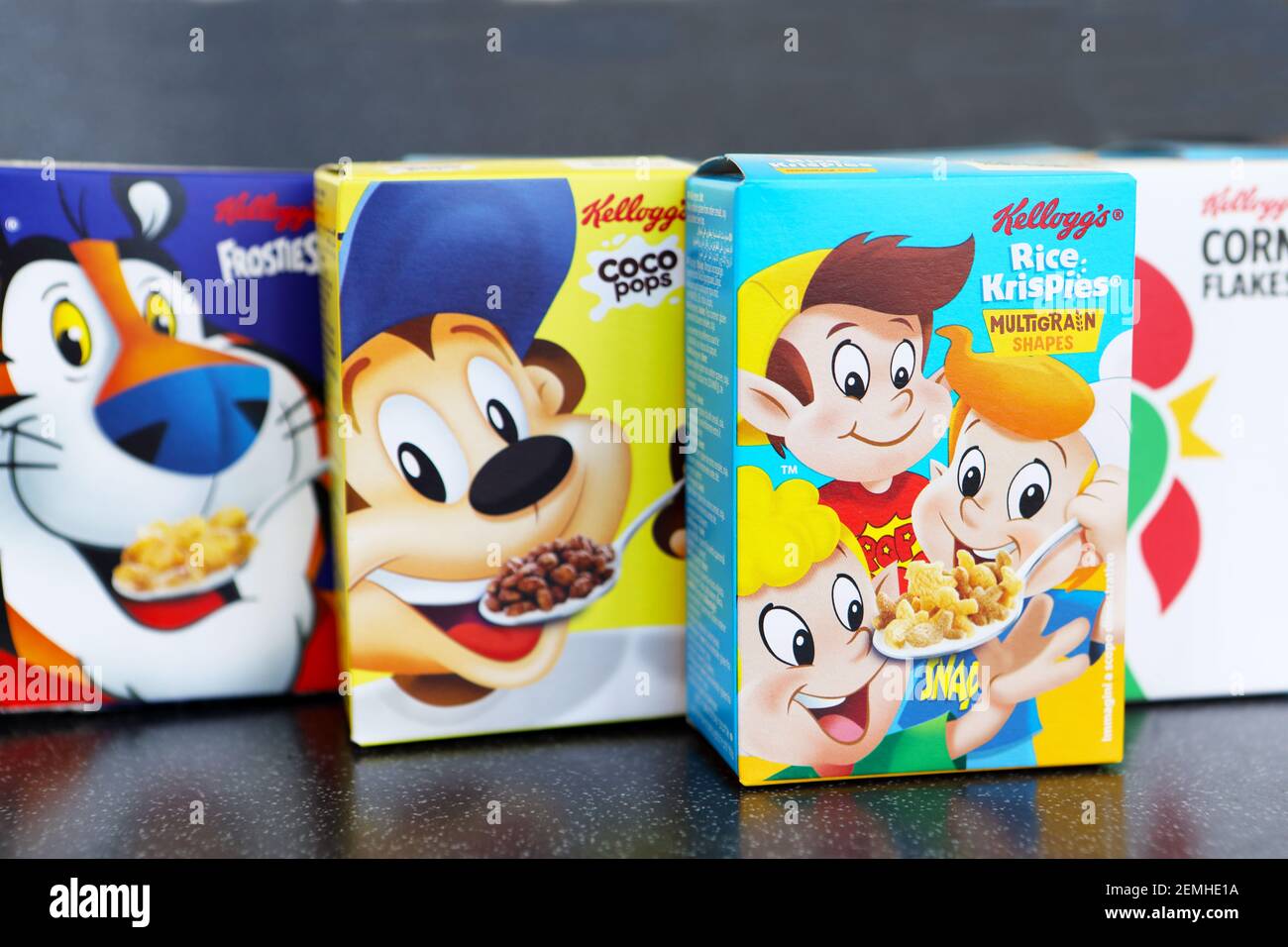 Kellogg's variety pack breakfast cereals Stock Photo