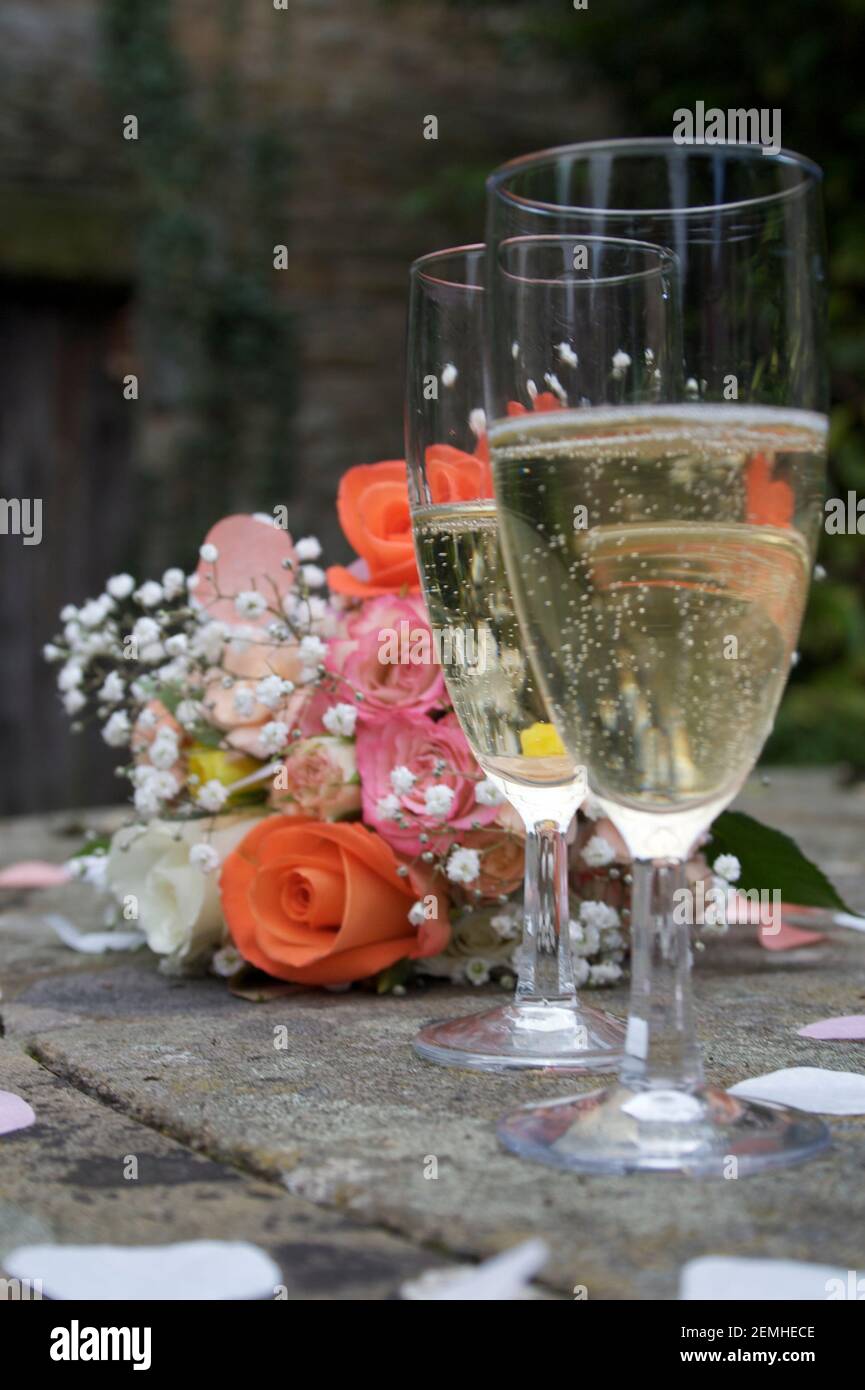 Wedding Day Champagne Stock Photo