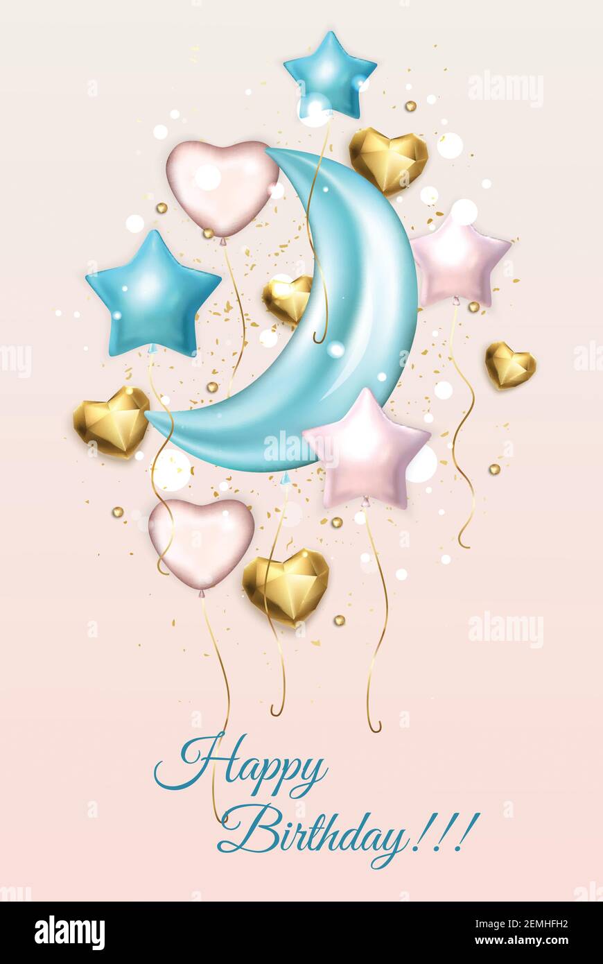 Happy birthday background balloons stars hi-res stock photography and